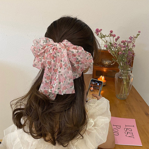summer floral bow headband girls sweet ball head rubber band hair rope high-grade sense ponytail hair ring headdress