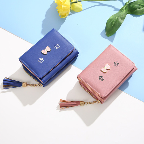 New Spring/Summer Short Clutch Wallet Korean Style Trendy Bow Coin Purse Simple Fashion Classic Women‘s Card Holder