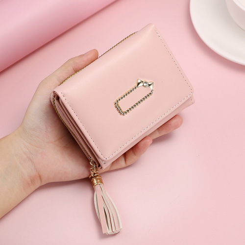 spot new women‘s wallet cute buckle zipper coin purse short casual multi-card card holder card holder