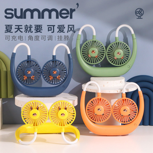 hanging neck charging small fan outdoor sports cute usb portable mini electric fan small lazy neck hanging fan