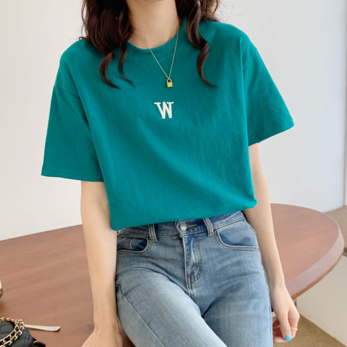 short sleeve t-shirt women‘s new loose 2022 summer fashion embroidered pure cotton half sleeve net red super popular top ins trendy