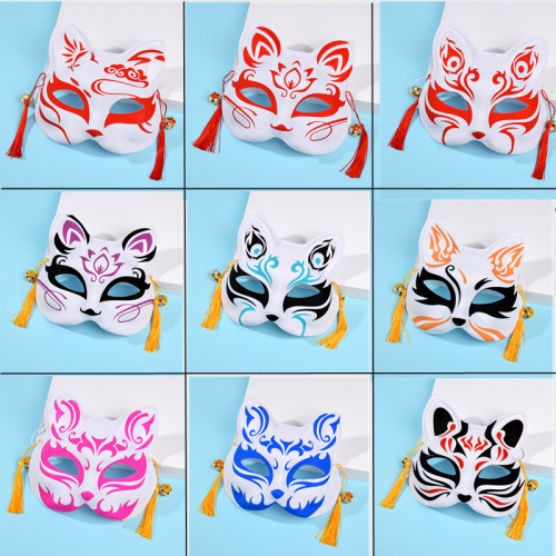 half face cat face fox mask hand-painted tiktok same style japanese style japanese style anime men‘s and women‘s party dance supplies