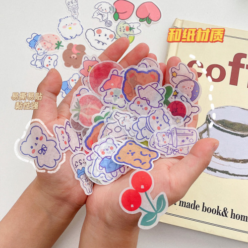 Cartoon Character and Paper Sticker INS Style Hand Account Material Stickers Water Cup Mobile Phone Decoration Cute Hand Account Sticker Bag 