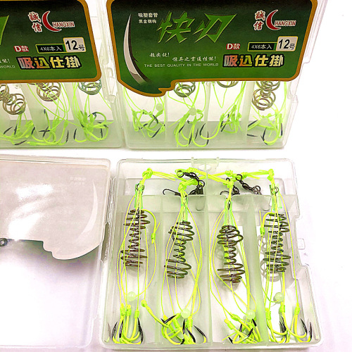 Fluorescent Isini Explosion Hook Barbed Four Sets of Boxed Bomb Hook Fluorescent Green Big Object Fishing Hook Manufacturers wholesale