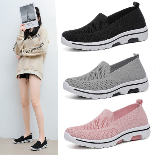 Summer Middle-Aged and Elderly Mesh Breathable Women‘s Shoes Soft Bottom Leisure Sports Walking Shoes Cross-Border Foreign Trade Flat Mom Shoes Women 