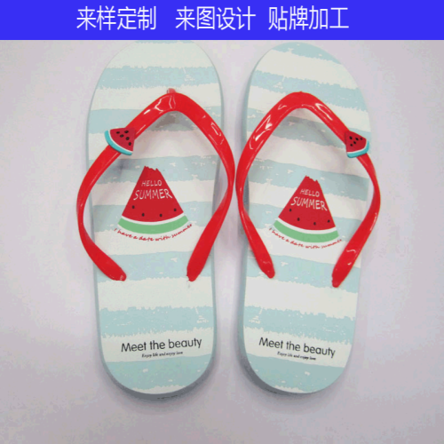 watermelon pattern girls‘ environmental protection eva flip flops can be customized logo pattern