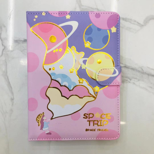 Fresh and Cute Student Hand Book Cover Gilding Diary Inner Page Color Page Illustration Hand Book with Buckle in Stock