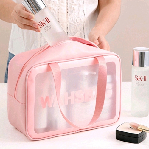 New Large Capacity Travel cosmetic Bag Portable Frosted Pu Wash Bag Transparent PVC Waterproof Portable Storage Bag 