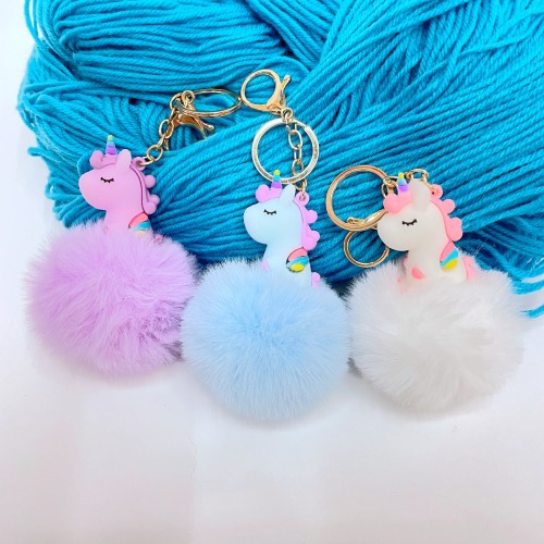 Factory Direct Sales Unicorn Pendant Imitation Rabbit Fur Keychain Pendant Exquisite Lovely Bag Pendant Accessories Wholesale
