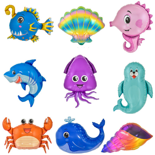 new marine animals theme balloon sea lion crab shell octopus children baby birthday party decoration layout