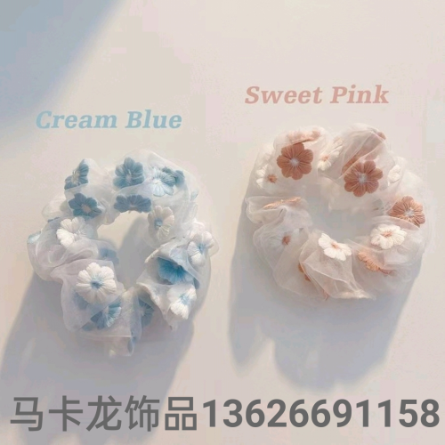 amazon new spring and summer ins style simple fabric chiffon large intestine hair ring all-matching fresh combination sausage ring