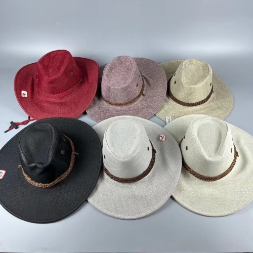 Cross-Border Western Cowboy Hat Subnet Red Men and Women Wide Brim Outdoor Sun Hat British Style Riding Sun Hat