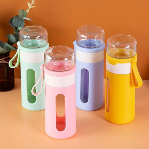 macaron glass cup tea water separation tea cup water cup filter flower tea cup cute double-layer glass water cup
