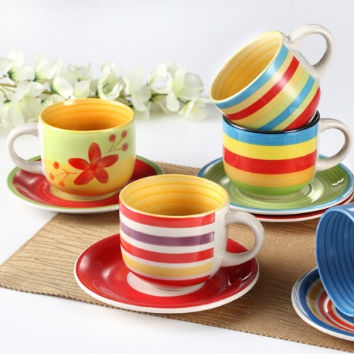 foreign trade ceramic hand-painted coffee cup and saucer set cup and saucer porcelain painted mug porcelain inside and outside painting cup and saucer black vine
