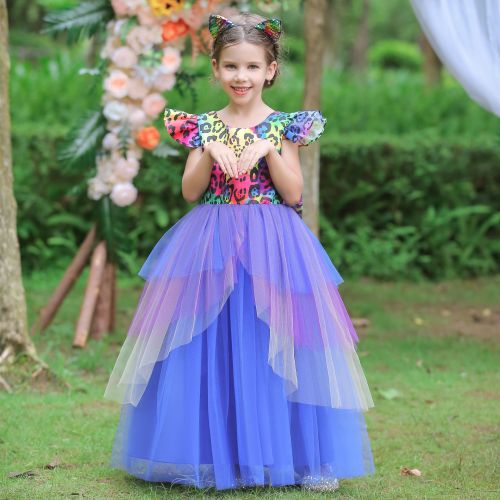 european and american hot selling children‘s dress dress color matching mesh princess dress halloween series girls evening dress long dress