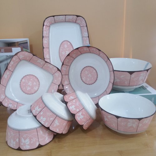 Milo Ceramic European Bowl Dish Household bowl Plate Simple Printing Ceramic Flower Tableware Multi-Supermarket Wholesale Foreign Trade Online Celebrity