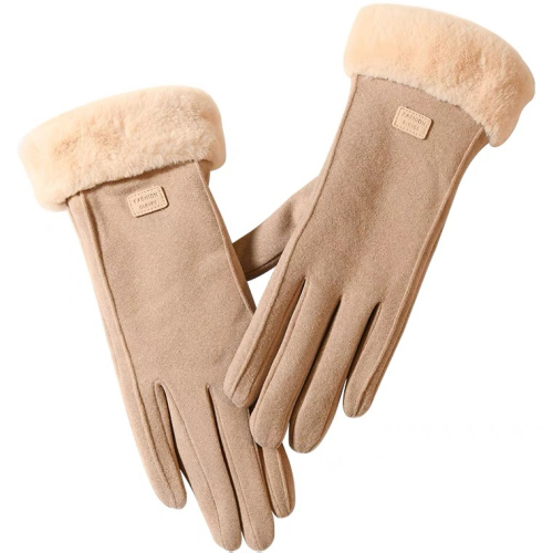 gloves winter women‘s fleece-lined thickened warm cute suede women‘s riding cold-proof cycling windproof touch screen winter