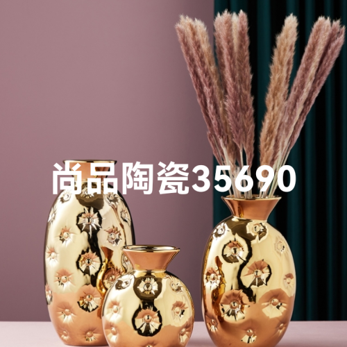 creative electroplated ceramic vase gold silver home decoration crafts ornaments