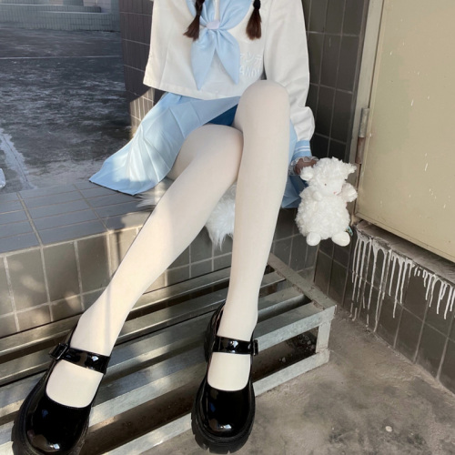 White Silk Stockings Female Loli Student Lolita Socks Japanese Girl Milky White Uniform Pantyhose