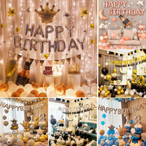 Baby Children Adult Birthday Party Scene Layout Cartoon Aluminum Balloon Birthday Decoration Supplies Set Wholesale