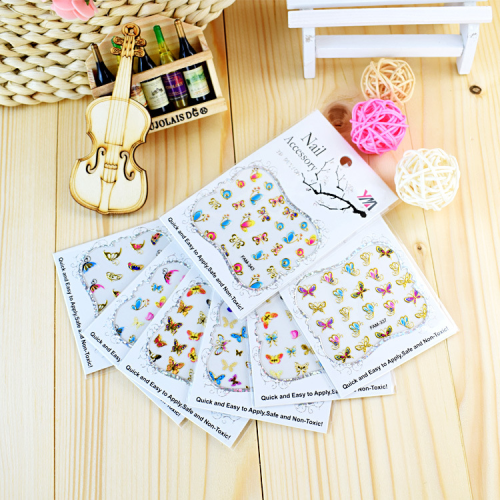 Korean Fashion Color Nail Decals 3D Three-Dimensional Nail Stickers Gilding Butterfly Nail Stickers 