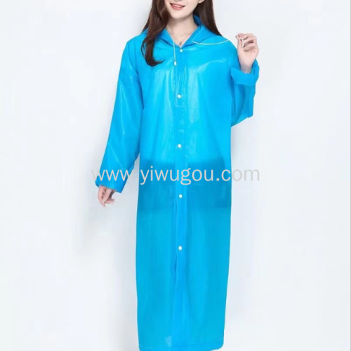 Eva Raincoat； new Material Production， Snap Button， Hat Rope， fashionable Raincoat with Elastic Cuffs 