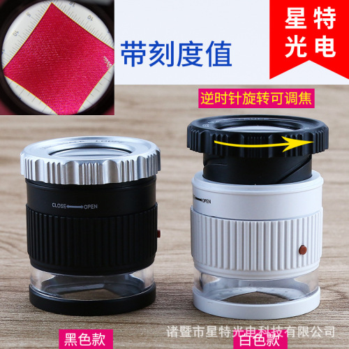 new antique jewelry detection textile printing 30 times hd focusing cylinder magnifying glass with scale with led light.
