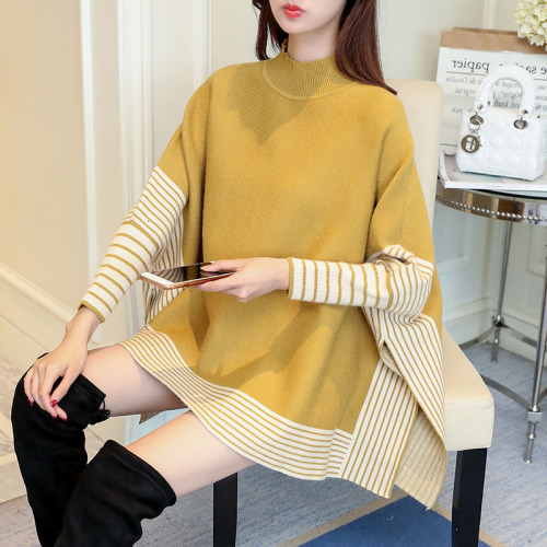 European and American New Women‘s Clothes Pullover Loose Cape Bat Sweater Sleeve Blouse Autumn and Winter Knitted Sweater Women