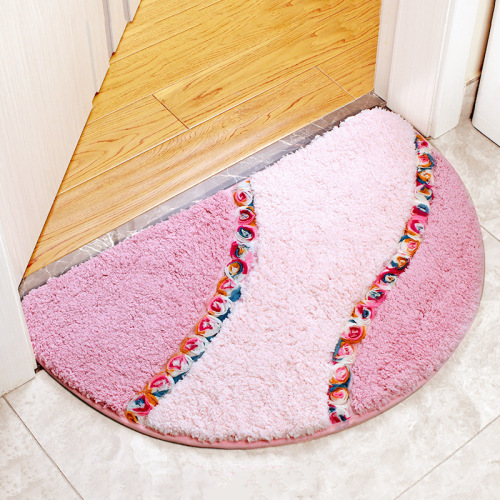 household carpet semicircle floor mat bedroom bathroom door mat absorbent non-slip foot mat plastic waterproof gasket wholesale