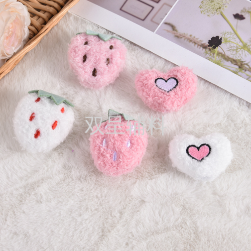 DIY Cartoon Strawberry Plush Headwear Accessories cute Love Hair Accessories， Shoes， Socks， Bag Accessories， Wholesale