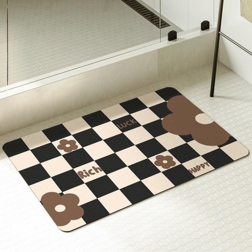 chessboard grid soft absorbent floor mat non-slip quick-drying floor mat toilet door toilet bathroom carpet