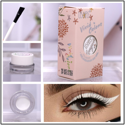 2022 [ushas] es18 matte white eyeliner cream with eyeliner brush lying silkworm new