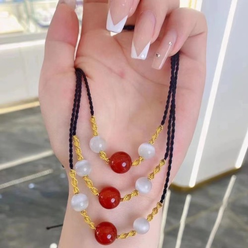 tiktok zhou dasheng same woven couple red agate necklace bracelet for family and girlfriends jewelry gifts