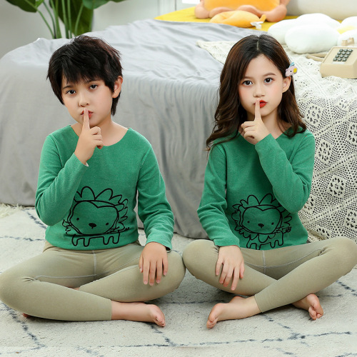 new children‘s thermal underwear set boys and girls jacquard children‘s pajamas children‘s autumn clothes long pants home clothes