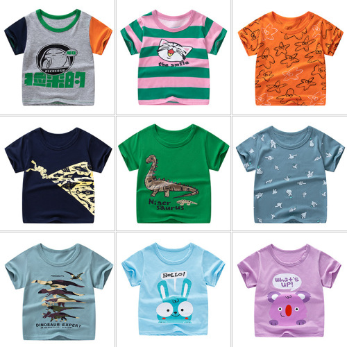 Summer Children‘s Short-Sleeved Children‘s Bottoming Undershirt Cartoon Men‘s and Women‘s children‘s Summer Children‘s T-shirt One-Piece Delivery 