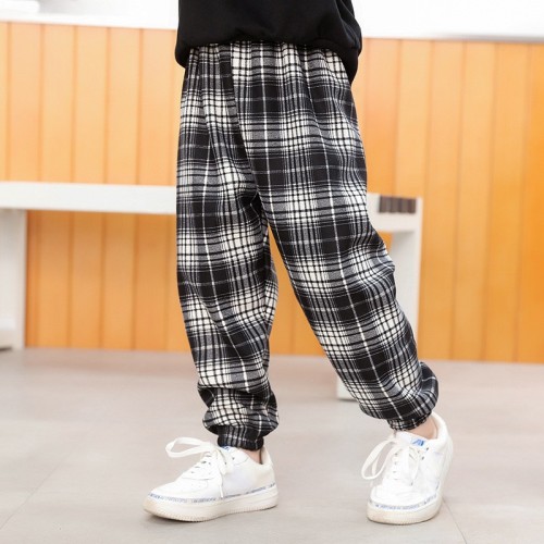 Children‘s Pants Outer Wear Fleece-Lined Thickened Warm Pants Autumn and Winter Plaid Trendy Casual Pants Korean Style Boys‘ and Girls‘ Trousers 