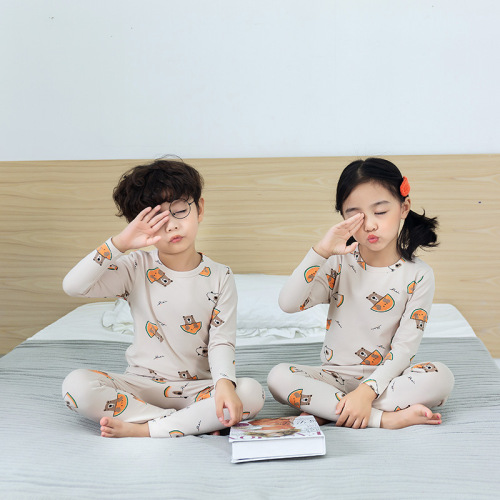 Autumn and Winter Cartoon Anime Blouse and Pants Boys and Girls Pullover Spot Suit Baby Lycra Cotton Bottoming Shirt