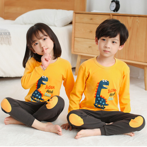 children‘s underwear set new cotton boys and girls autumn and winter pajamas baby round neck bottoming shirt pants wholesale