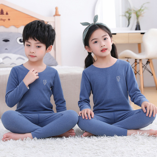 Children‘s AB Surface Underwear Suit Boys and Girls De Thin Velvet Double-Sided Brushed Autumn Clothes Long Pants Children Thermal Clothes Home