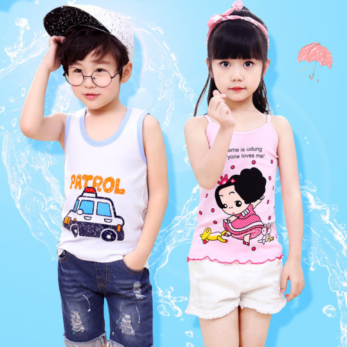 summer casual children‘s neutral children‘s vest sports cartoon cotton round neck knitted vest spot