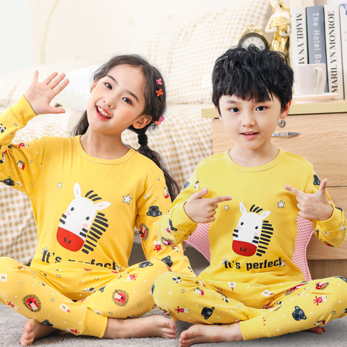 boys‘ and girls‘ underwear set cotton children‘s round neck autumn clothes long johns spring and autumn children‘s pajamas bottoming clothes