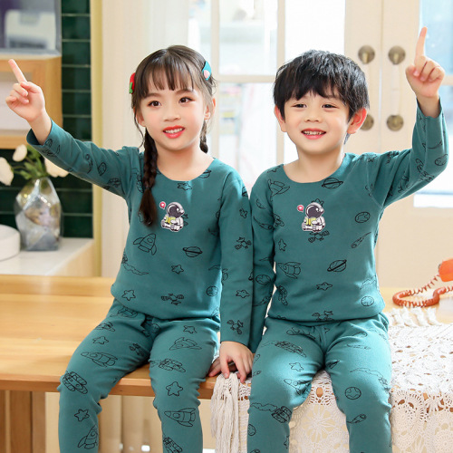 children‘s seamless double-sided thin velvet thermal underwear suit men and women children‘s autumn clothes and long pants two-piece set middle and big children‘s pajamas