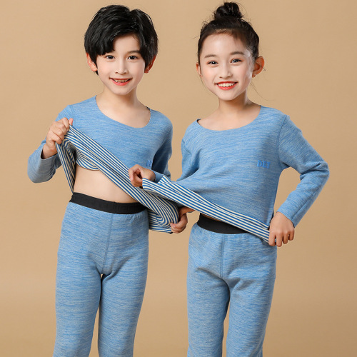 children‘s double-sided casual wear underwear set children‘s double-sided velvet autumn clothes long pants baby thermal underwear home wear