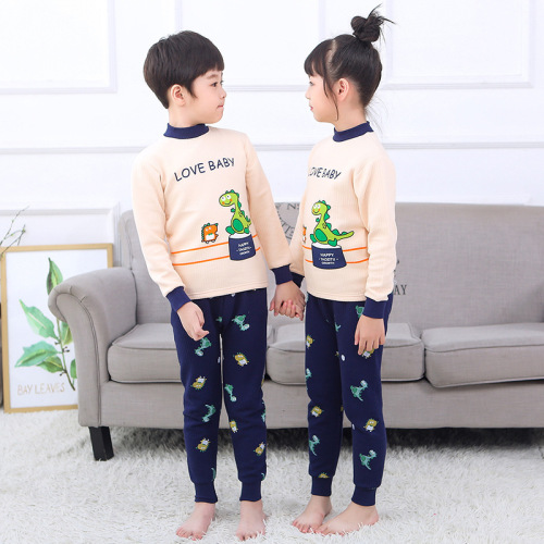 2021 Children‘s Pajamas thickened Winter New Boys and Girls Autumn Clothes Long Pants Suit One-Piece Delivery