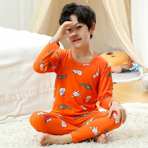Children‘s Underwear Suit Single Layer Boys and Girls Long Johns Top Long Johns Milk Silk Autumn and Winter Thermal Clothes in Stock Wholesale