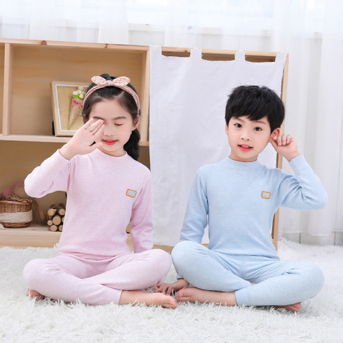 Colored Cotton Children‘s Underwear Suit New Autumn and Winter Children‘s Clothing Boys ‘And Girls‘ Pajamas Children Baby Cotton Home Thermal Clothes