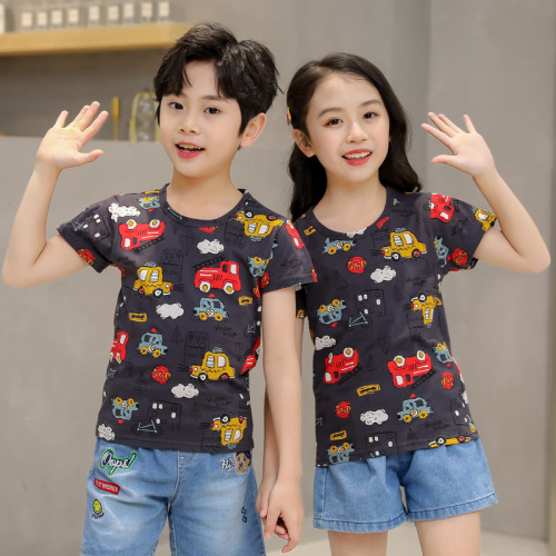 summer children‘s clothing short sleeve children‘s cotton t-shirt casual cartoon printed top male and female baby t-shirt one-piece delivery