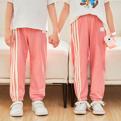 21 summer thin children‘s striped casual mosquito-proof pants for children baby candy color home air conditioning sports pants