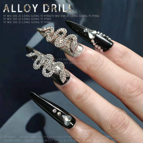 cross-border new european and american style retro style exquisite shiny nail art alloy diamond small snake-shaped nail ornament