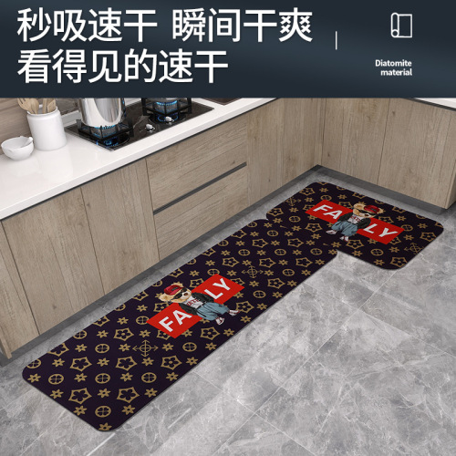 Spot Kitchen Floor Mat rubber Erasable Washable Stain-Resistant Foot Mat Non-Slip Long Diatom Mud Carpet Household Foot Mat 